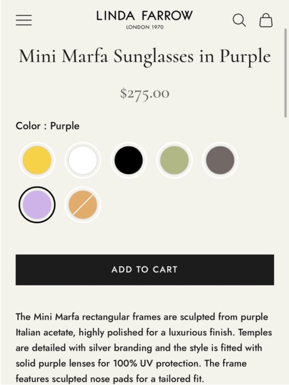 NIB • The Attico mini marfa rectangular purple sunglasses - Picture 3 of 13